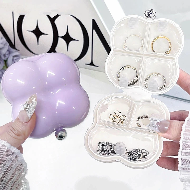 便携首饰收纳盒精致可爱便携耳钉手链收纳迷你防尘分格分装