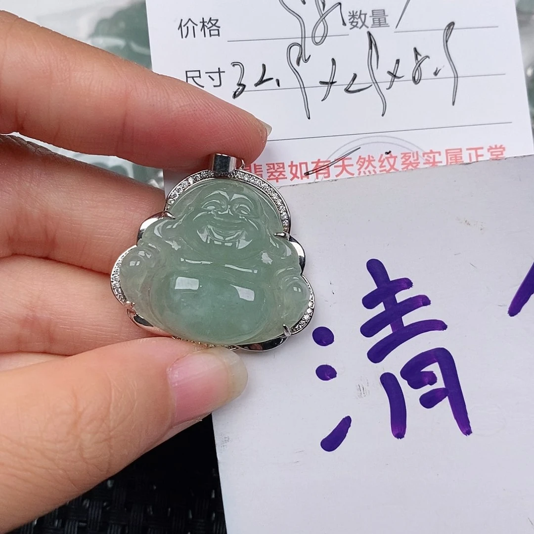 颈饰银S925镶嵌翡翠