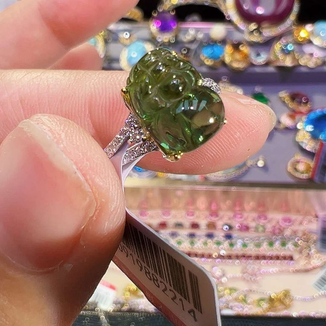 银S925镶嵌戒指碧玺