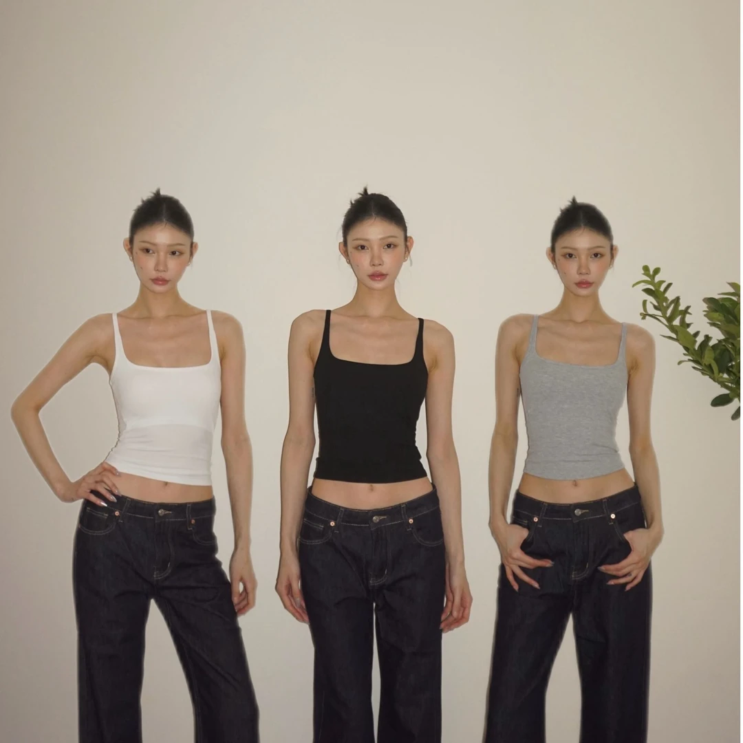 kissable辣妹风纯欲修身胸垫背心