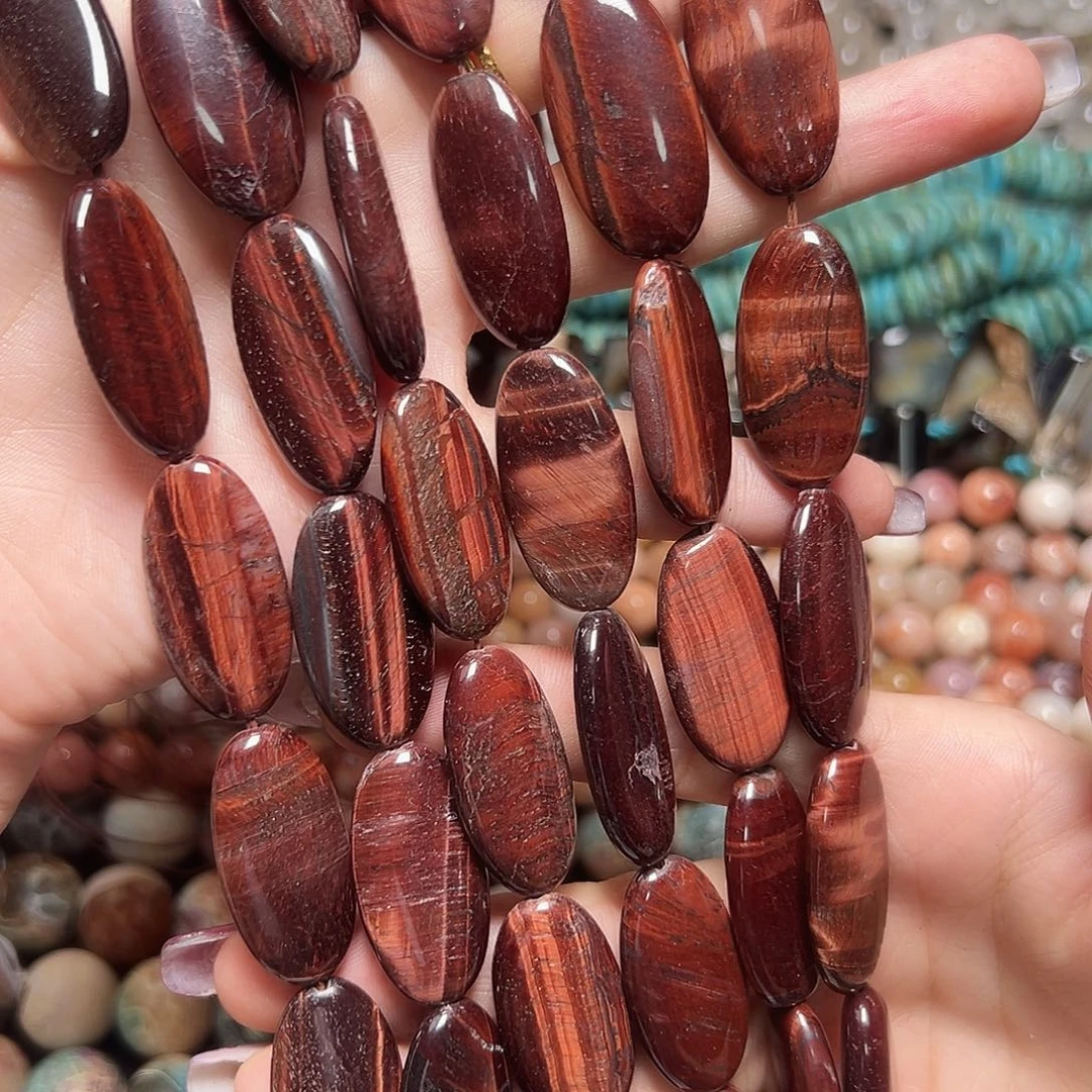 玛瑙/玉髓合金珠宝半成品M312。15*29.5m天然红虎眼石一条