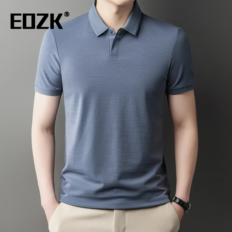 Eozk夏季休闲polo衫男士薄款纯色棉短袖t恤商务翻领半袖体恤上衣