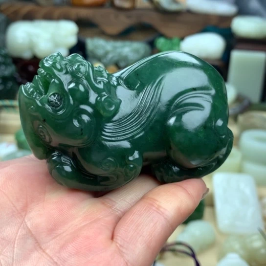 和田玉（碧玉）手把件未镶嵌