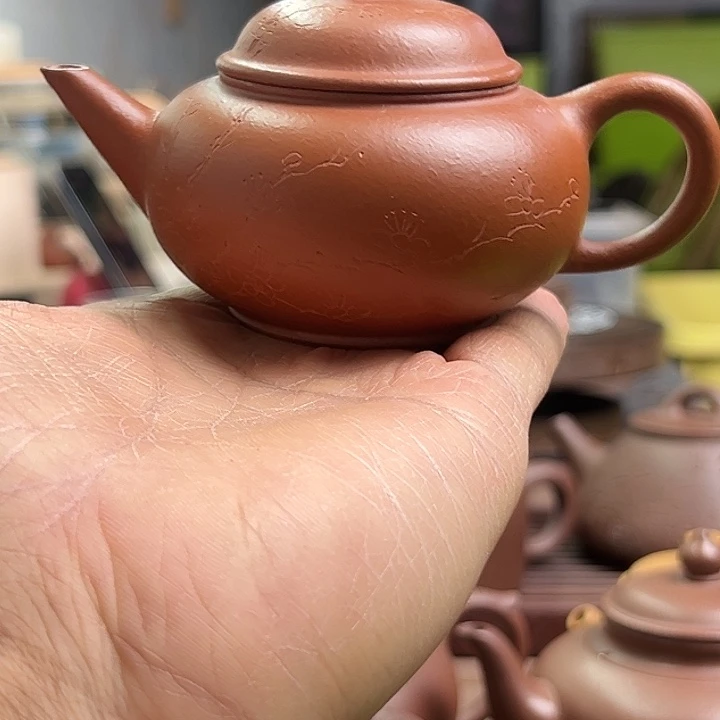 茶壶紫砂宜兴原矿生砂老朱泥90cc水平紫砂壶