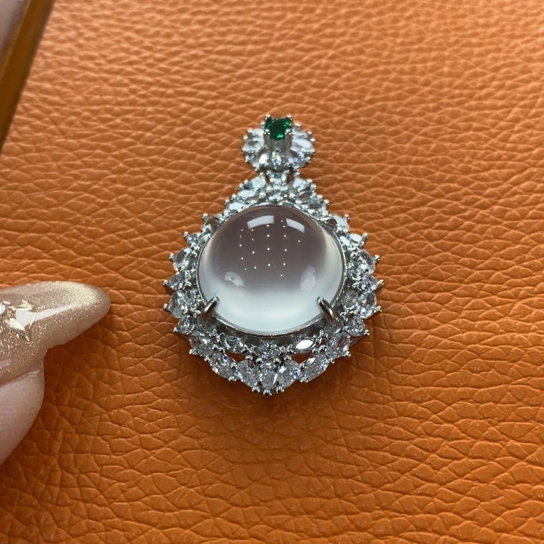 石英质玉吊坠(赠链)银S925镶嵌