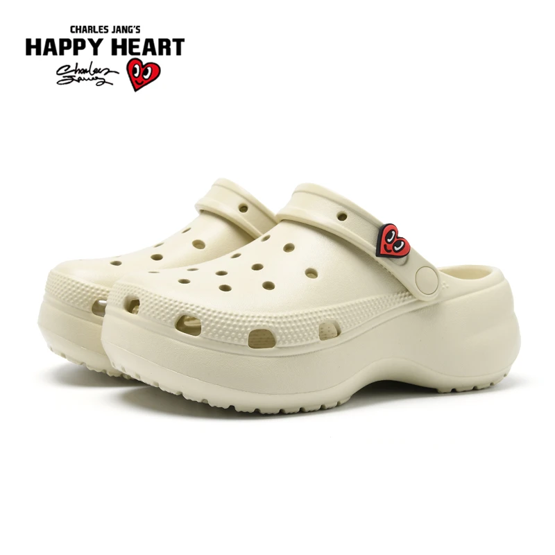 查尔斯桃心洞洞鞋夏季外穿透气云朵厚底休闲潮流防滑包头拖女款