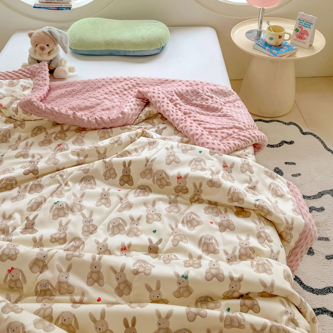 破价-【豆央央】-单人款春秋被芯豆豆被-A棉B绒可水洗