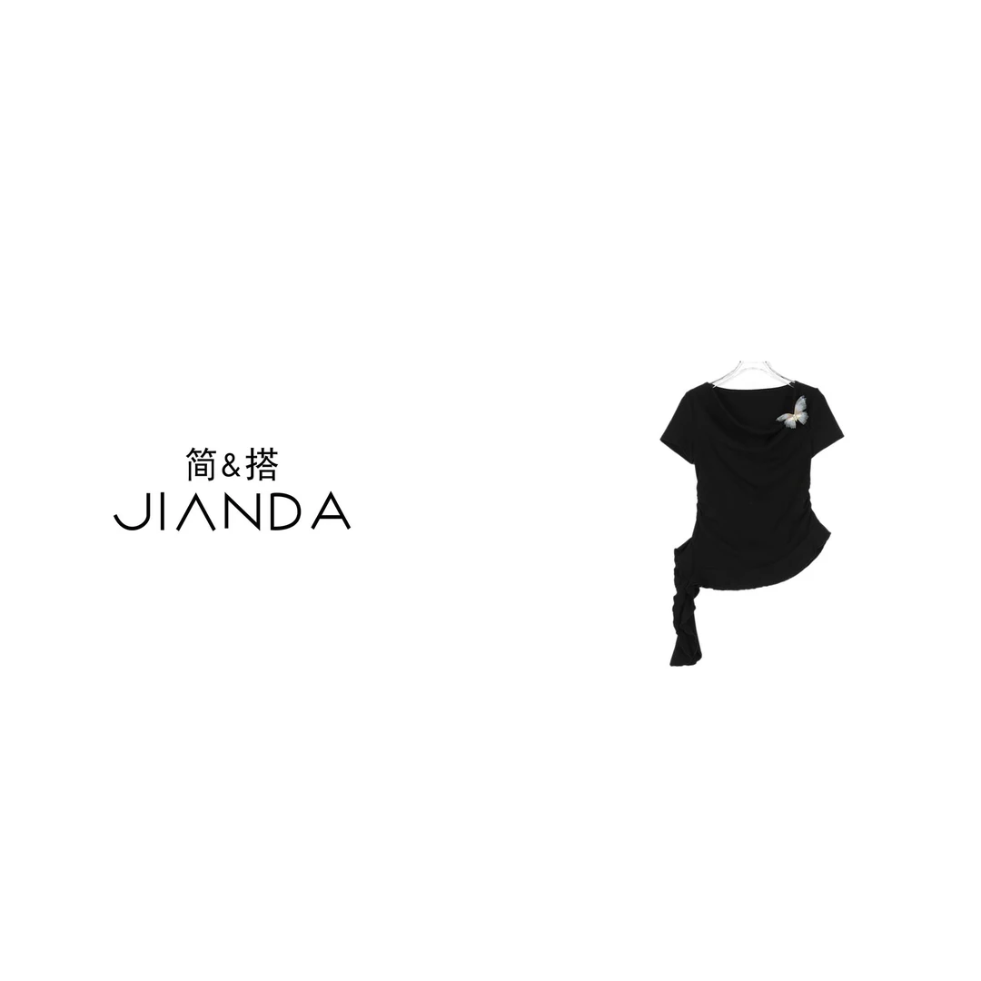 简&搭【千屿Sheila】送发夹胸针 翩翩蝴蝶T恤252-TX/0530-5500520