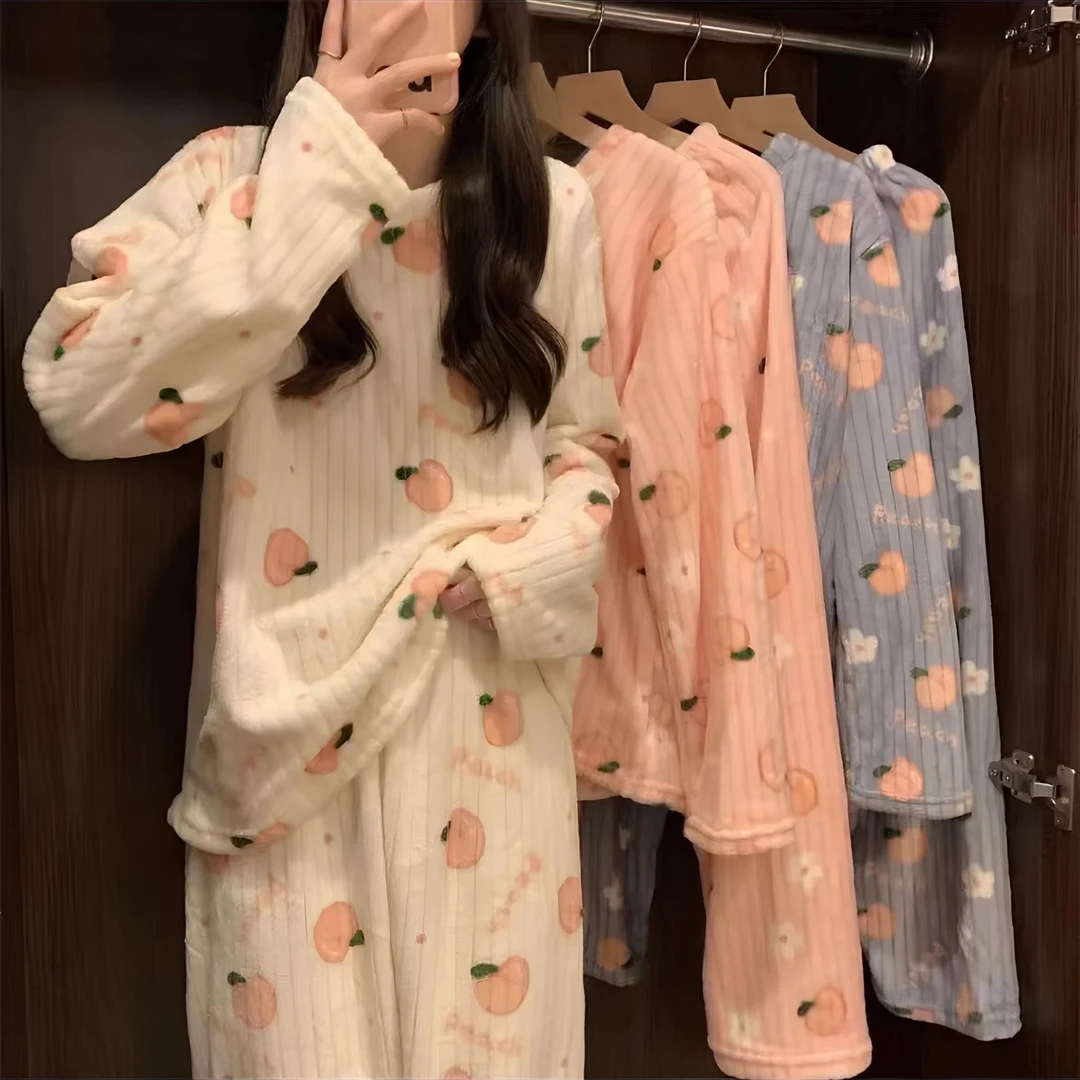 珊瑚绒睡衣女秋冬家居服加绒加厚冬季爆款睡衣可外穿保暖睡衣套装
