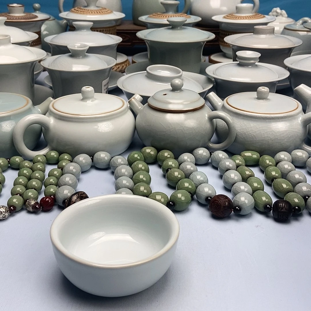 杯月白釉压手杯原矿原釉原产地