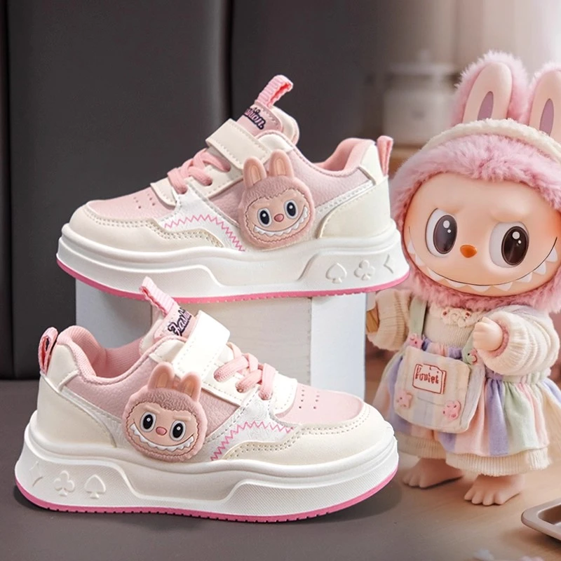 拉布布女童板鞋2025秋季新款儿童运动鞋软底皮面防水女孩小白板鞋