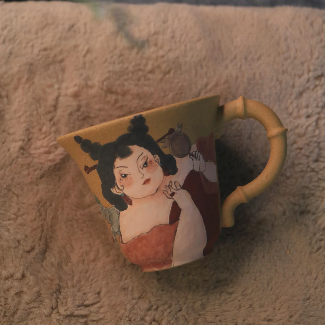 紫砂泥绘原矿石矶娘娘段泥主人杯泡茶喝茶100cc