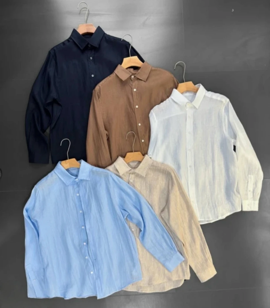 春夏亚麻长袖休闲衬衫男时尚休闲高级感老钱风男士长袖气质衬衫