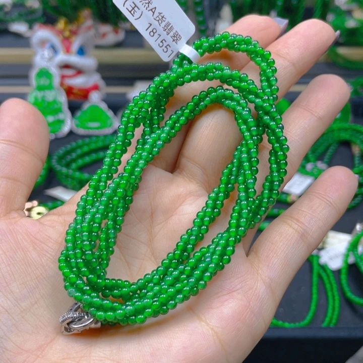 翡翠未镶嵌颈饰麻花项链