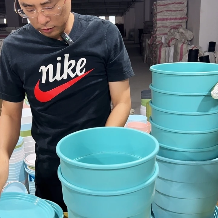 蛋糕盆口22高21蓝色带托2只