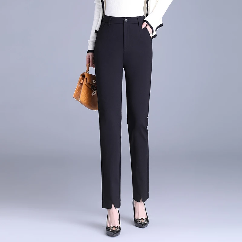 2025夏季新款休闲烟管裤女高腰显瘦西装裤气质简约时尚修身小脚裤
