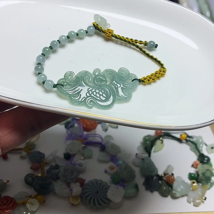 翡翠未镶嵌手链凤凰