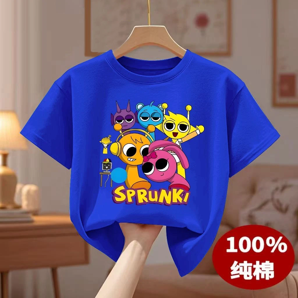 节奏盒子t恤儿童Sprunki短袖男女童短袖上衣纯棉宽松夏季圆领童装