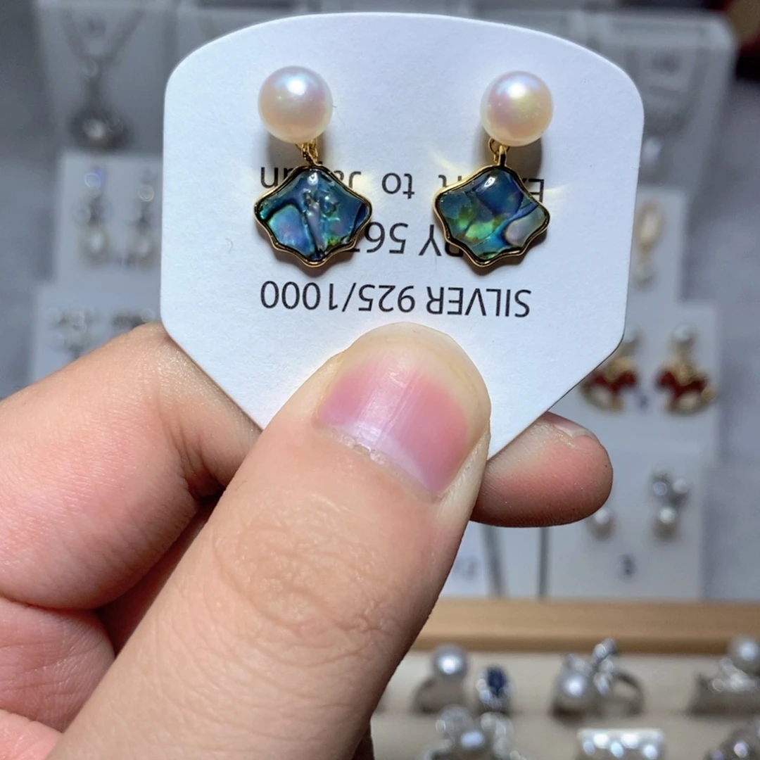 淡水珍珠耳饰银S925镶嵌