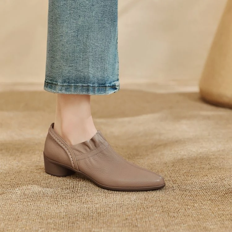 3cm 通勤休闲舒适百搭粗跟单鞋春秋季英伦风复古简约时尚软底单鞋