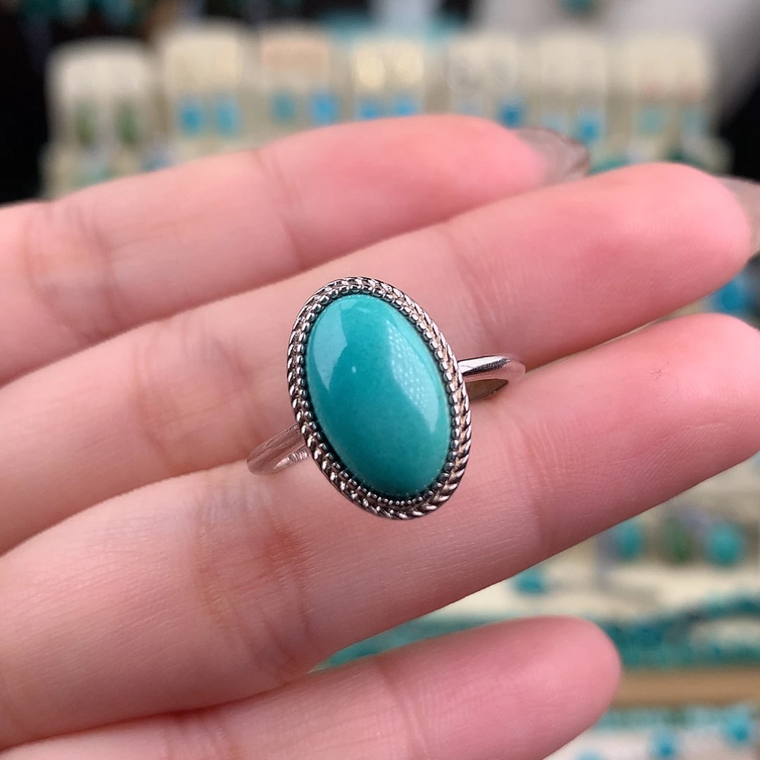 绿松石银S925镶嵌戒指