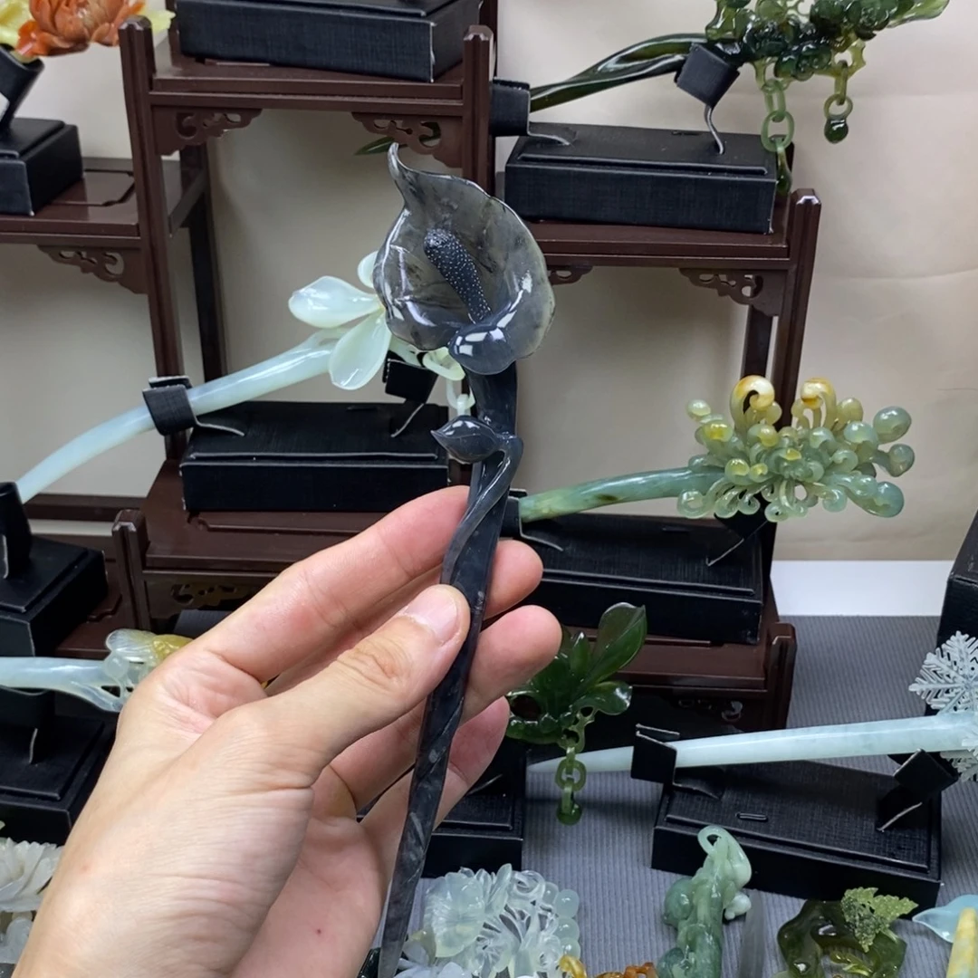 蛇纹石玉合金发饰