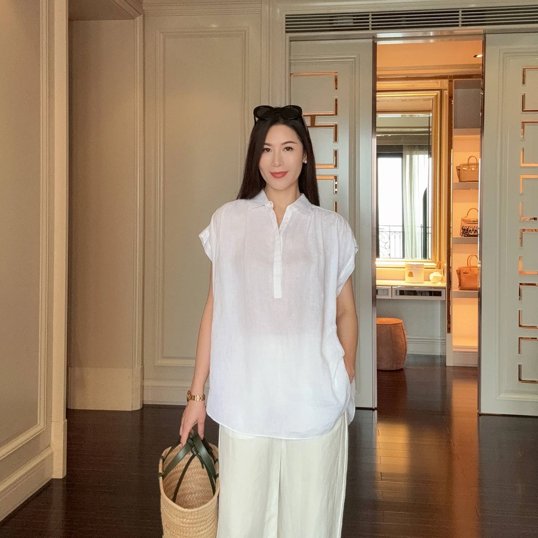 【松弛老钱风】法式软亚麻加桑蚕丝舒适阔腿裤CD2167785