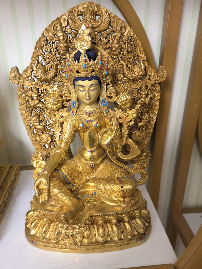 黄铜材质绿度母30公分加背光35公分