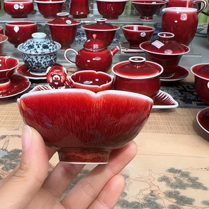 景德镇陶瓷红马坊杯