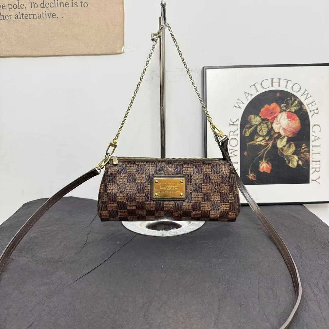 95新 LouisVuitton/路易威登 lv棕棋盘格eva斜挎包/单肩包/腋下包