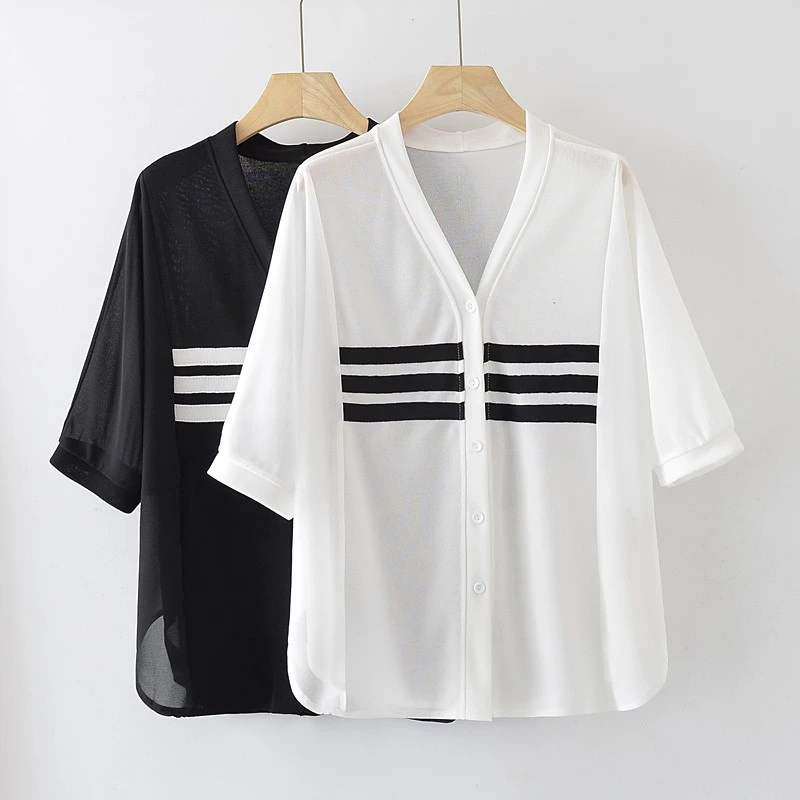 常规常规款大码衬衫薄款V领四季通用五分袖