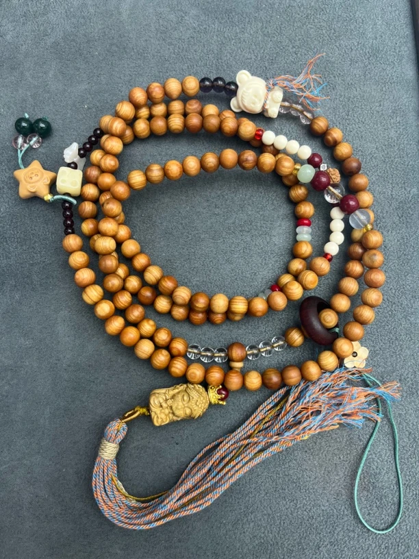 崖柏8mm身体斜挎链加手机垫片五角星多样性发-5434