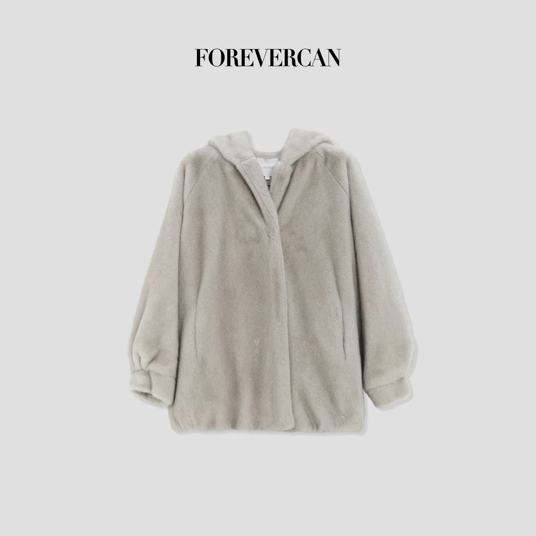 FOREVERCAN“雪凝松林”巫师式立体连帽环保草草大衣外套CANSC17985