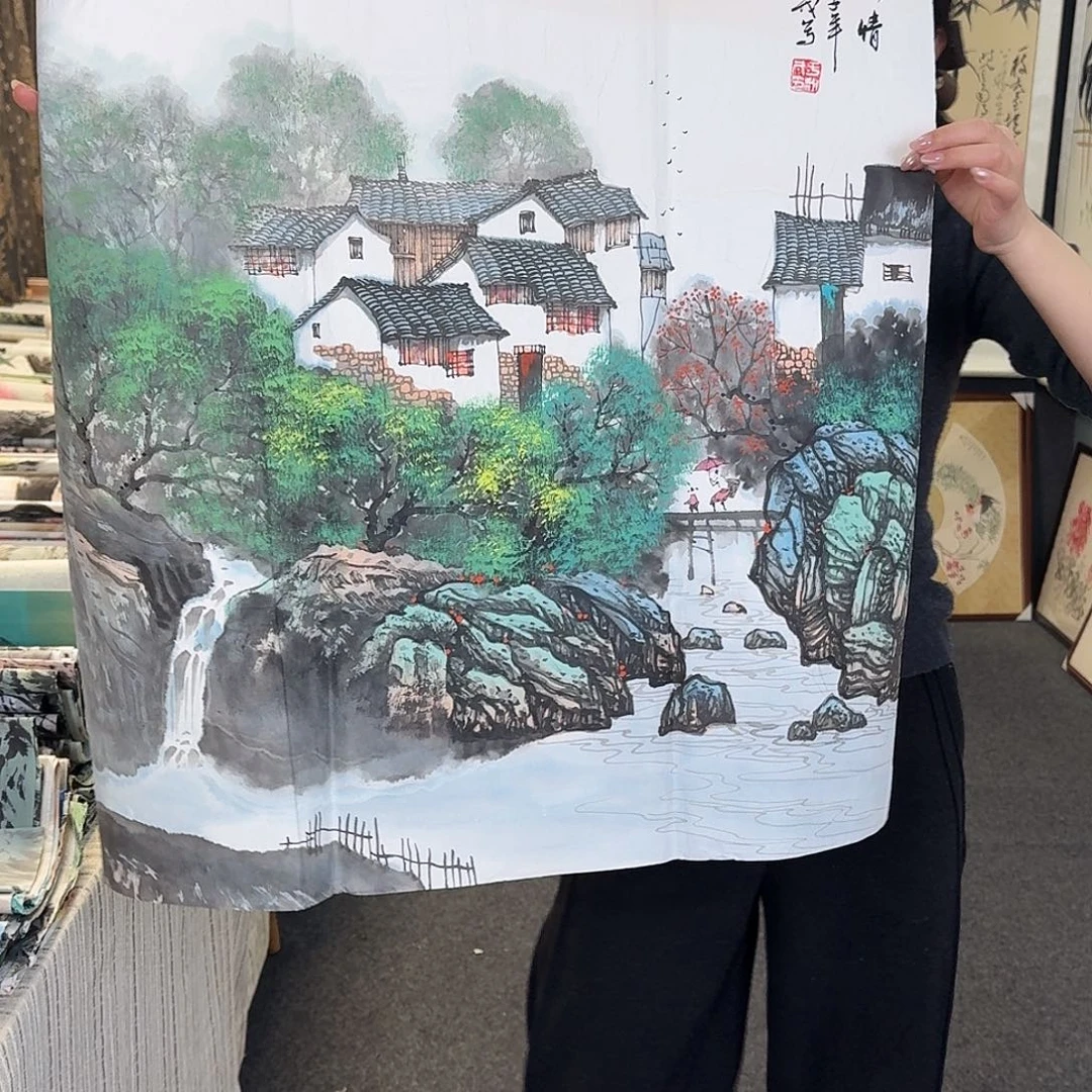 纯手绘国画作品好看斗方