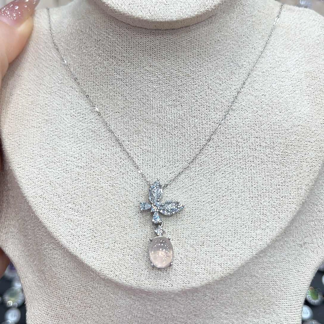 银S925镶嵌芙蓉石颈饰