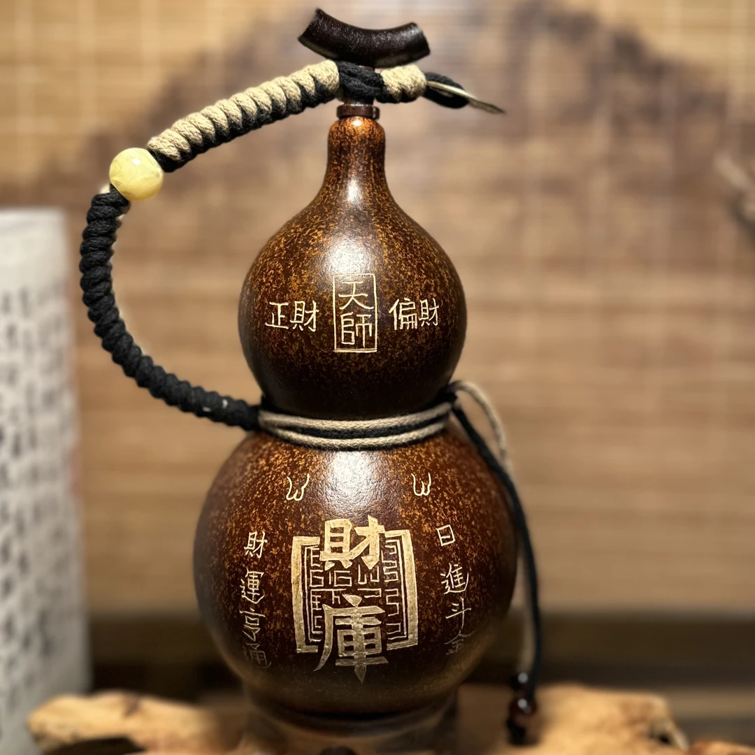 【手刻匠心03】正宗大漆酒葫芦仿古珍藏温婉福禄摆件手工