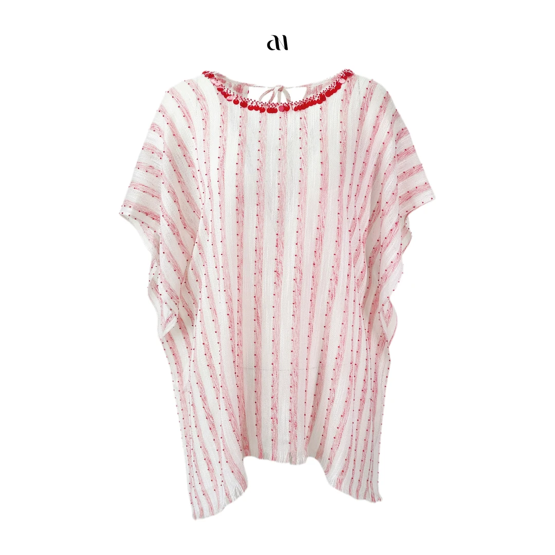 Aiko专属 圆领亮片撞色镂空上衣