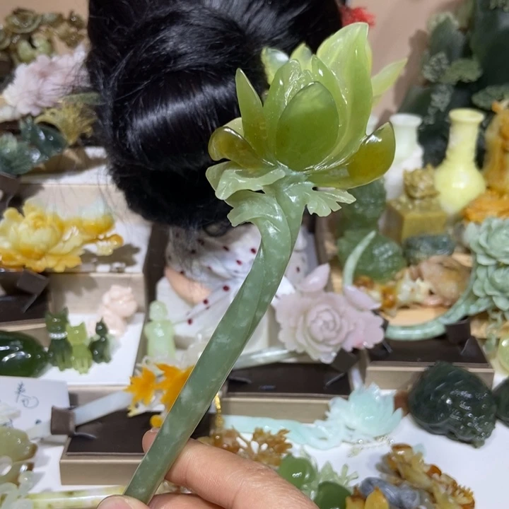 蛇纹石玉未镶嵌发饰