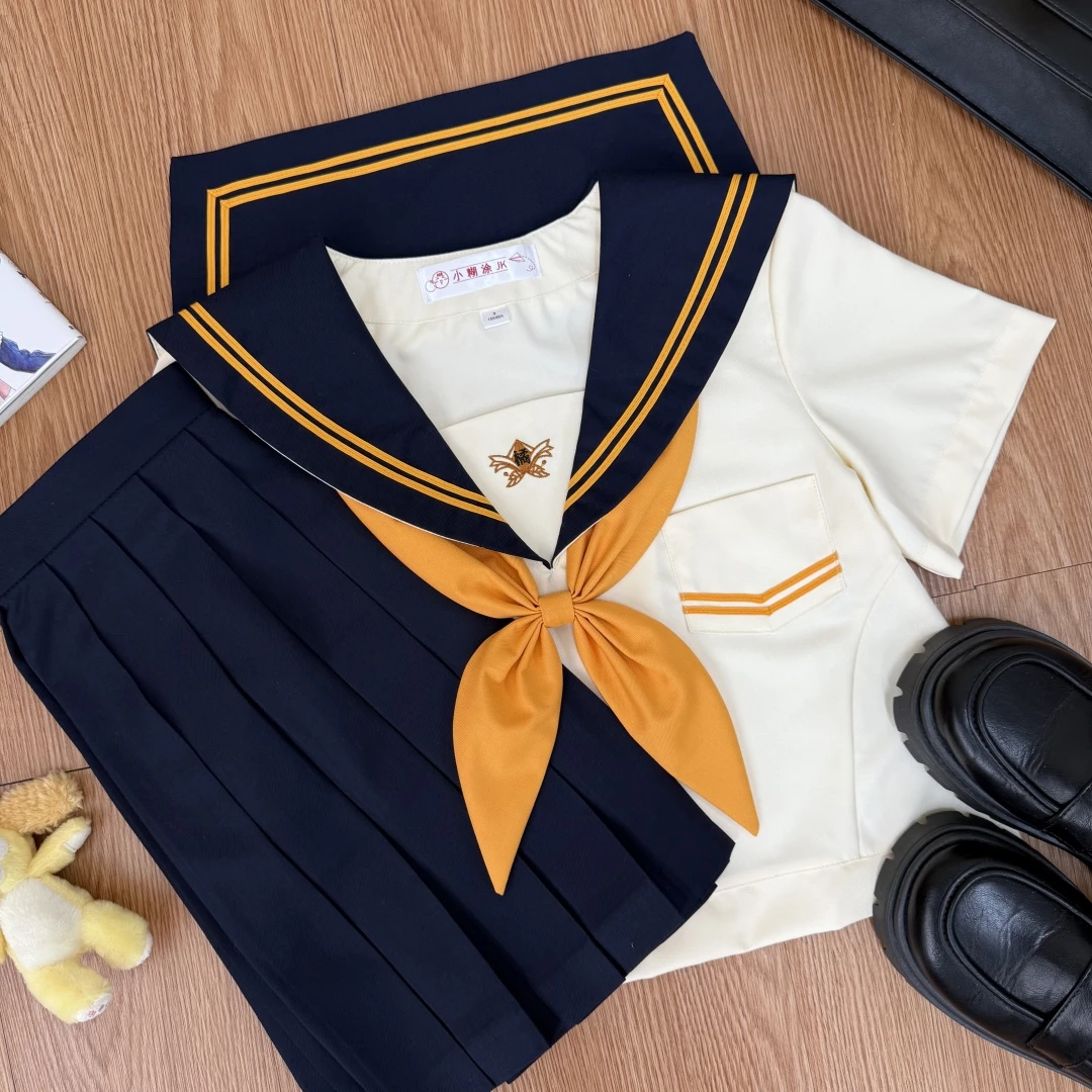 小糊涂JK【赤橘女中】原创四季三本水手服jk制服套装可爱少女