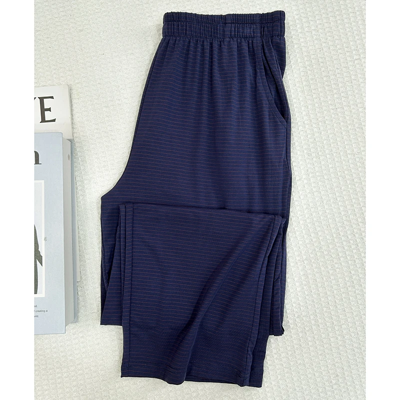【精细条纹】糯！软乎乎兰精莫代尔休闲睡裤大码家居裤防蚊裤九分裤