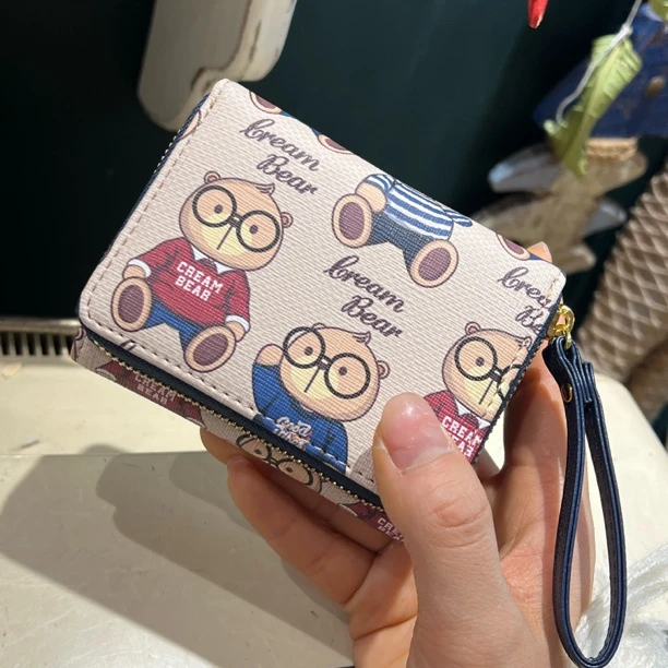 奶油熊卡通经典多层复古百搭零钱卡包