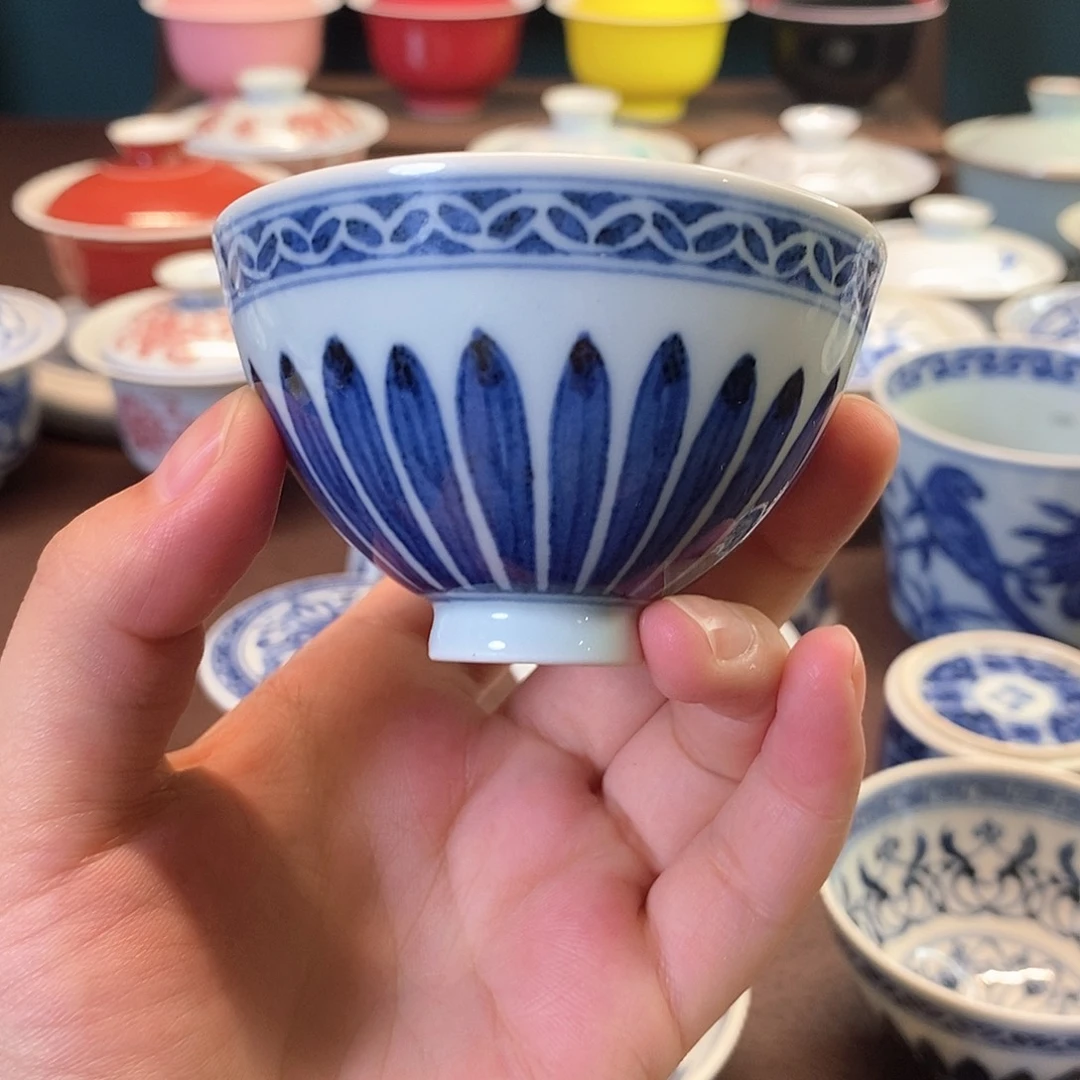 青花鸡心杯70cc。