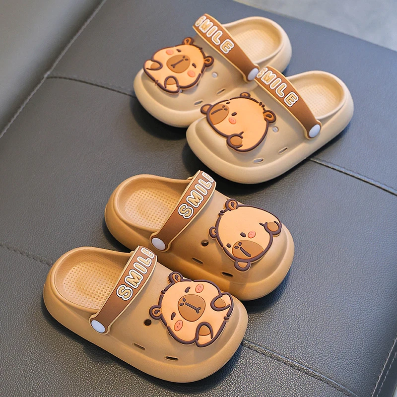 卡皮巴拉6-12岁夏季儿童洞洞鞋男女童防滑包头透气中大童小孩凉拖