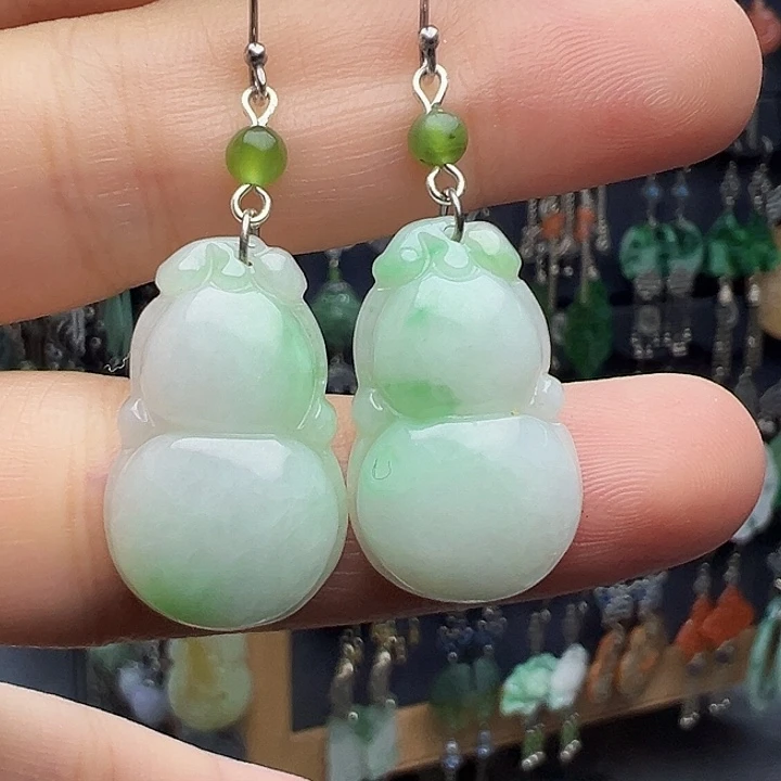 翡翠银S925镶嵌耳饰