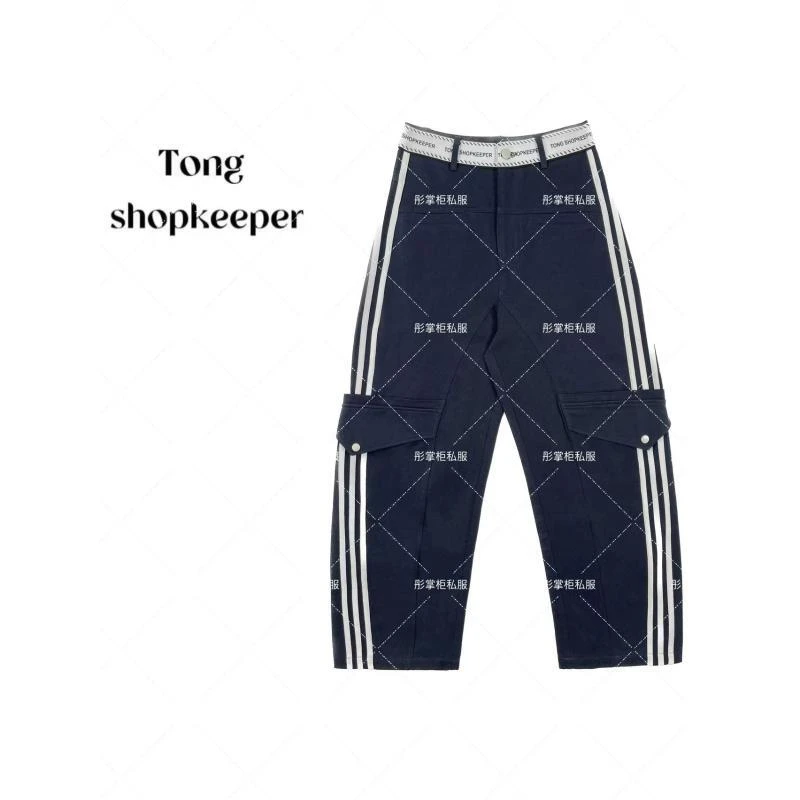 QJ/彤掌柜1681327 秋款2025拼接设计腰头条纹显瘦时尚休闲裤