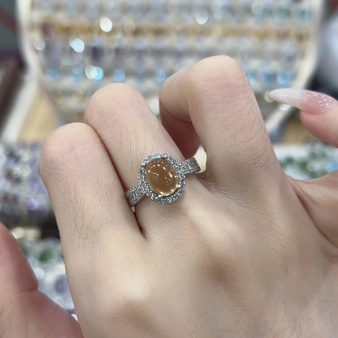 心***。黄晶银S925镶嵌戒指