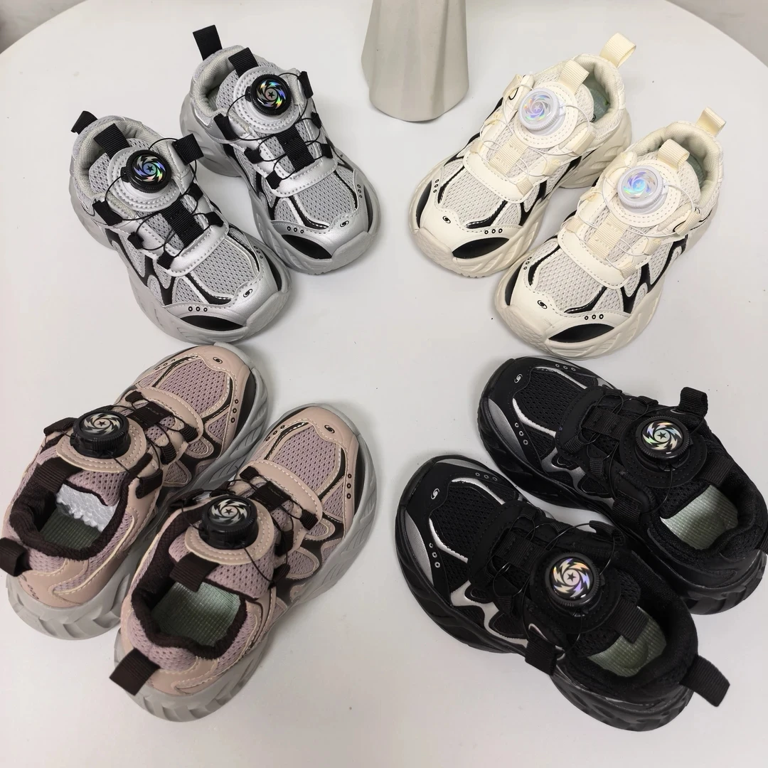 儿童老爹鞋2025秋季新款男童旋转纽扣跑鞋女童时尚百搭轻便104
