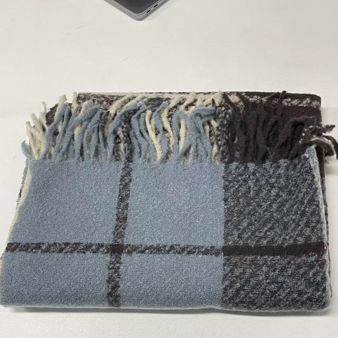 YM【棕蓝杏围巾】百搭女士经典保暖围脖秋冬加厚时尚学院风甜美系