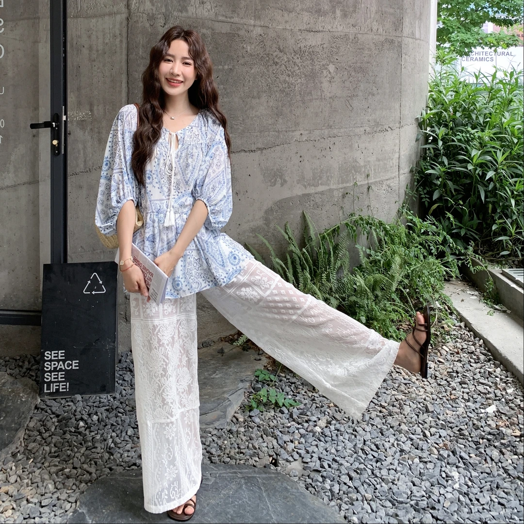 新中式国风衬衫休闲套装女2025宽松新款减龄复古漂亮显瘦两件套