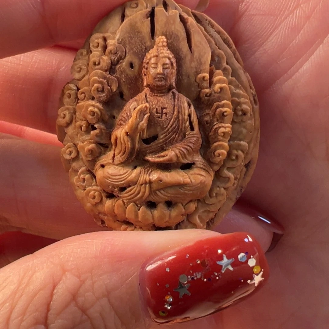 吊坠桃核A*C桃核雕刻大日如来单籽